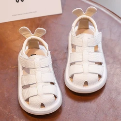 Sandalias de piel con suela blanda para niños, verano