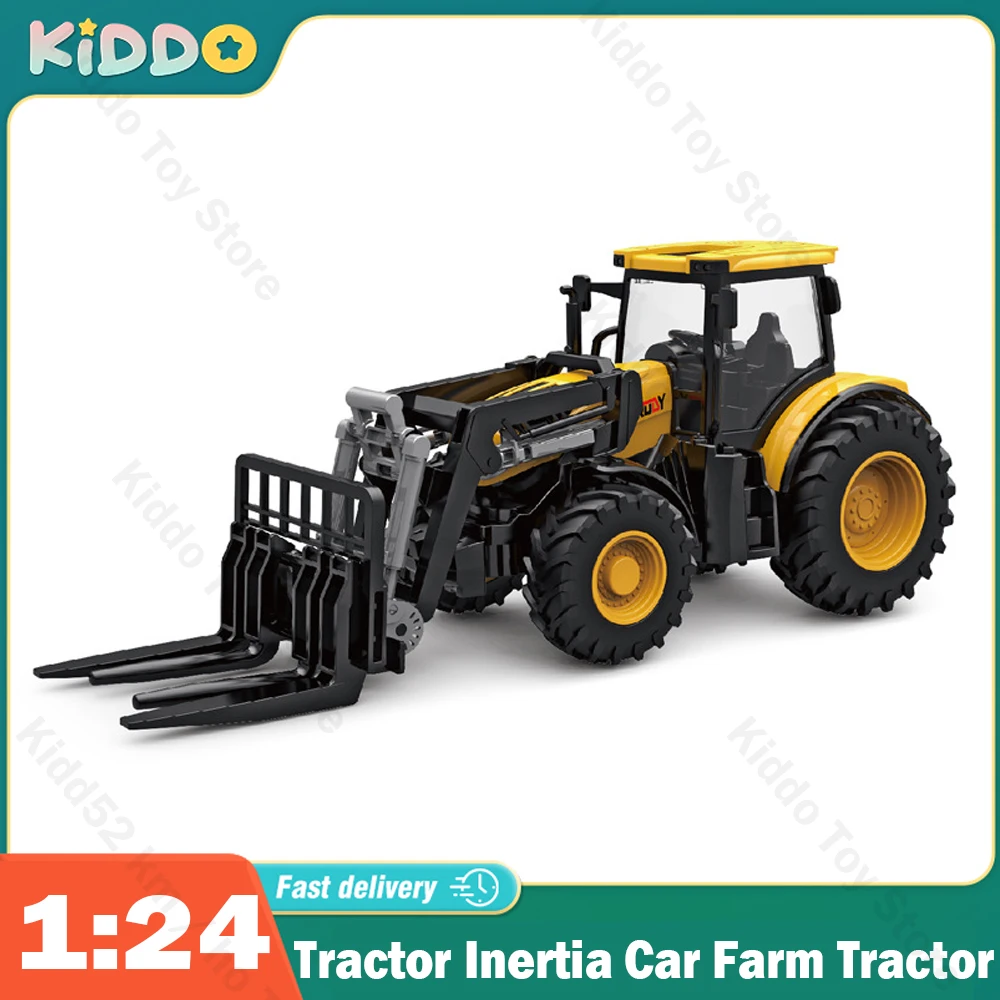 Tractor de inercia para niños, coche de granja, camión de transporte, carretilla elevadora, modelo de coche de bebé, juguete de ingeniería, juguetes educativos para niños, 1/24
