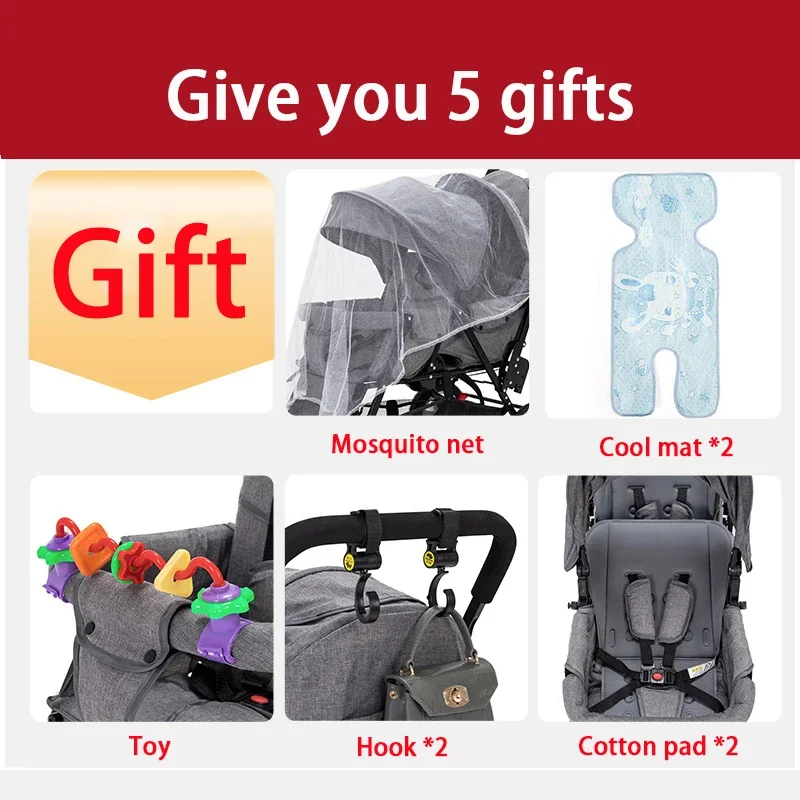 Cochecito de bebé 2025Twins puede sentarse y acostarse, cochecito de bebé de alto paisaje, carritos de doble asiento plegables y ligeros de 0 a 4 años