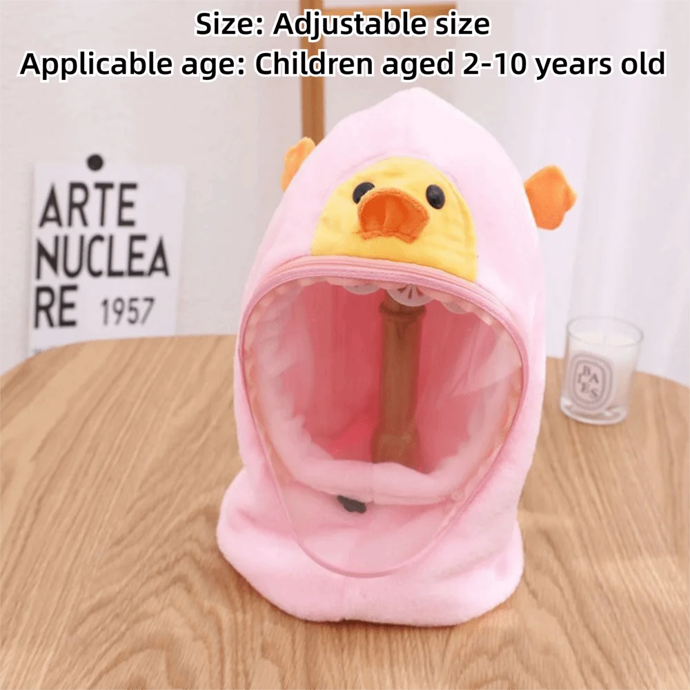 Gorro integrado de dibujos animados a la moda, bufanda a prueba de viento, gorro cálido de invierno con bufanda, protección para los oídos, gorros de nieve gruesos para niños - imagen 4