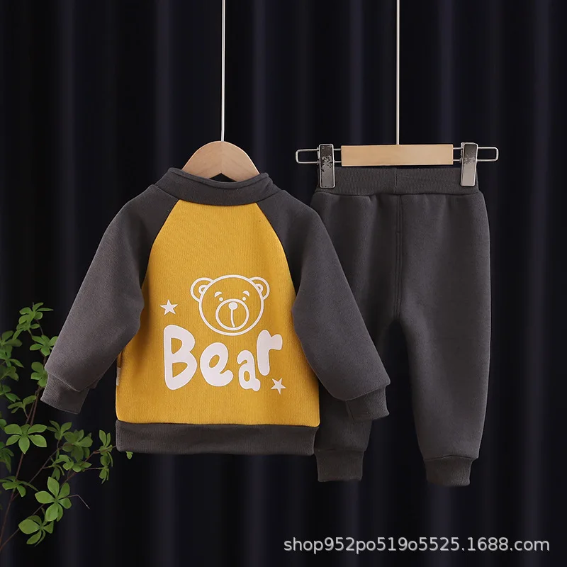 Conjunto chándal infantil acolchado con sudadera y pantalón para bebé - imagen 3