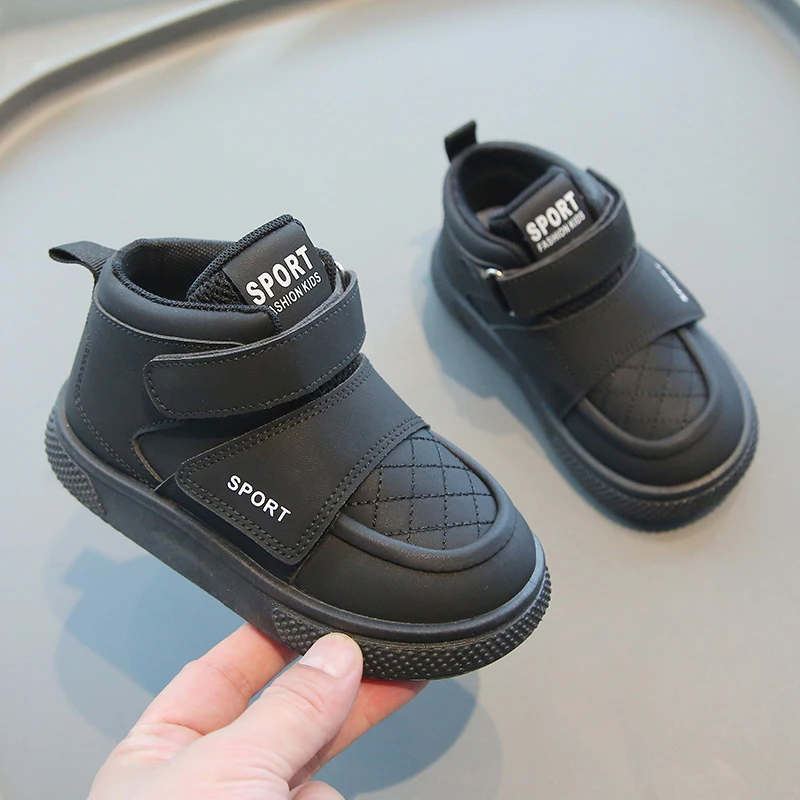 Botas para bebés y niños, zapatos informales para niños pequeños, zapatillas de deporte para exteriores, zapatos antideslizantes de suela blanda para otoño e invierno - imagen 4