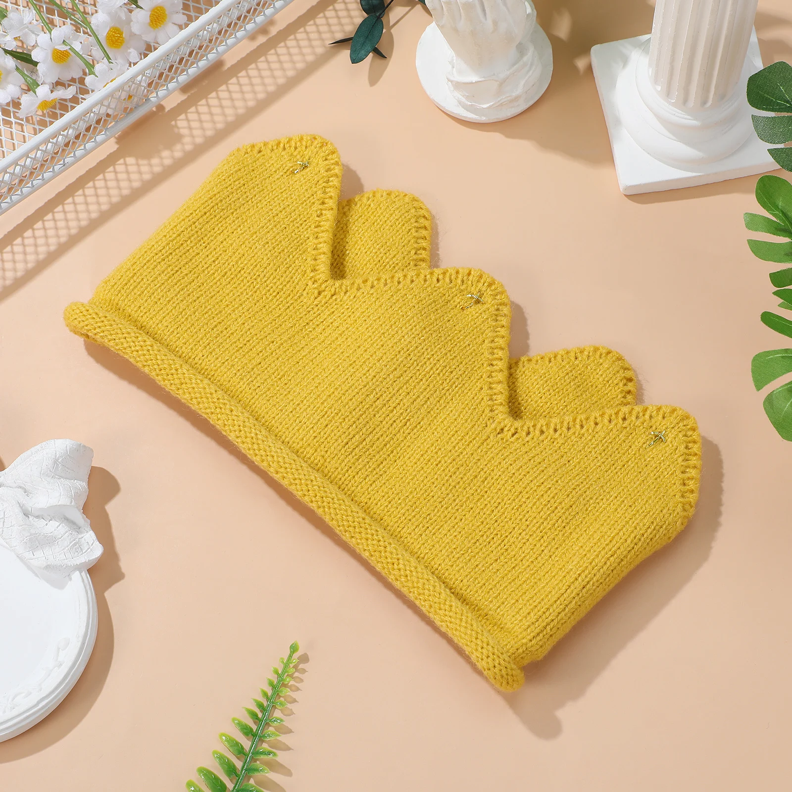 Knit For Stretchy Thick Warm Crown Hat Kids Toddler Winter Party Gift Crown Knitted Hat Baby Knit - imagen 3