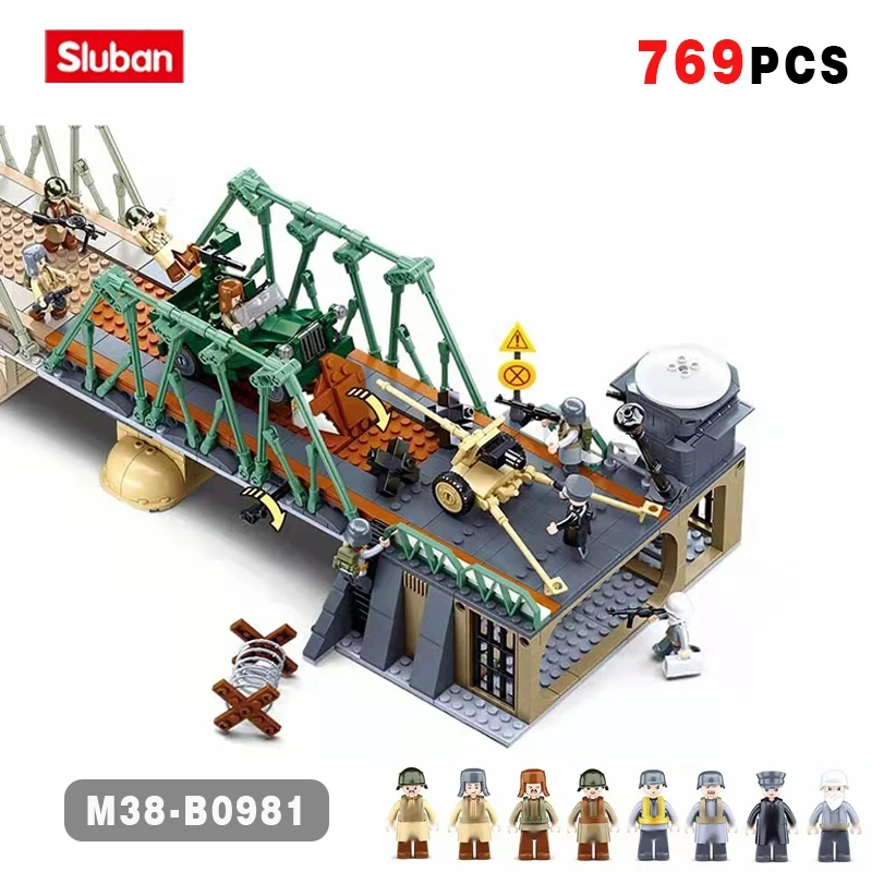769 Uds. WW2 batalla de Budapest puente escena bloques de construcción clásico vista de guerra modelo ladrillos conjunto con figuras niños DIY juguete para regalo - imagen 2