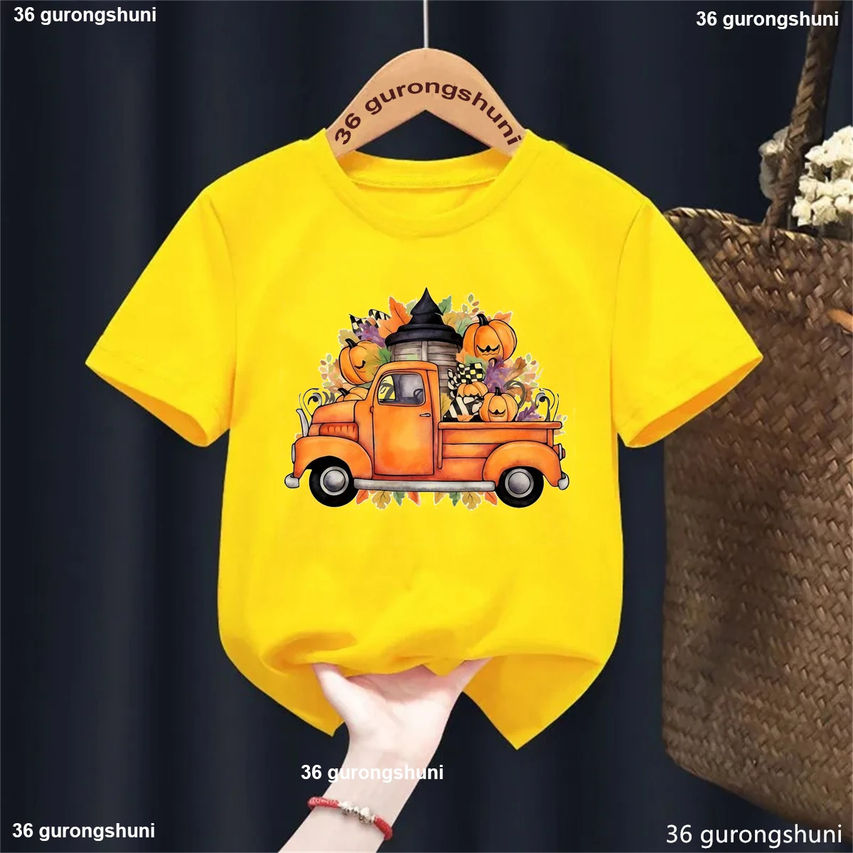 Camiseta con estampado de Tractor de calabaza para niños y niñas, regalo de Acción de Gracias, ropa de manga corta, camiseta lisa Harajuku, nueva llegada