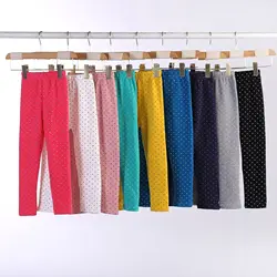 Pantalones de mallas de lunares para niñas, superventas, pantalones pitillo cálidos de terciopelo para invierno, pantalones lápiz