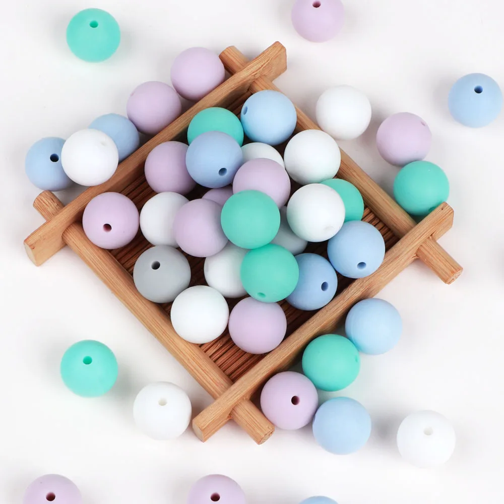 TYRY.HU-Cuentas redondas de silicona de grado alimenticio para dentición, mordedor masticable para bebé, 12mm, 10 piezas - imagen 2
