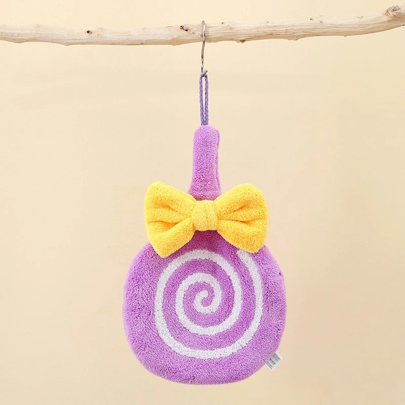 Toalla para niños de lana Coral: toalla absorbente colgante con bonito diseño de dibujos animados, adorable toalla suave para bebé para uso en el baño de los niños pequeños. - imagen 5