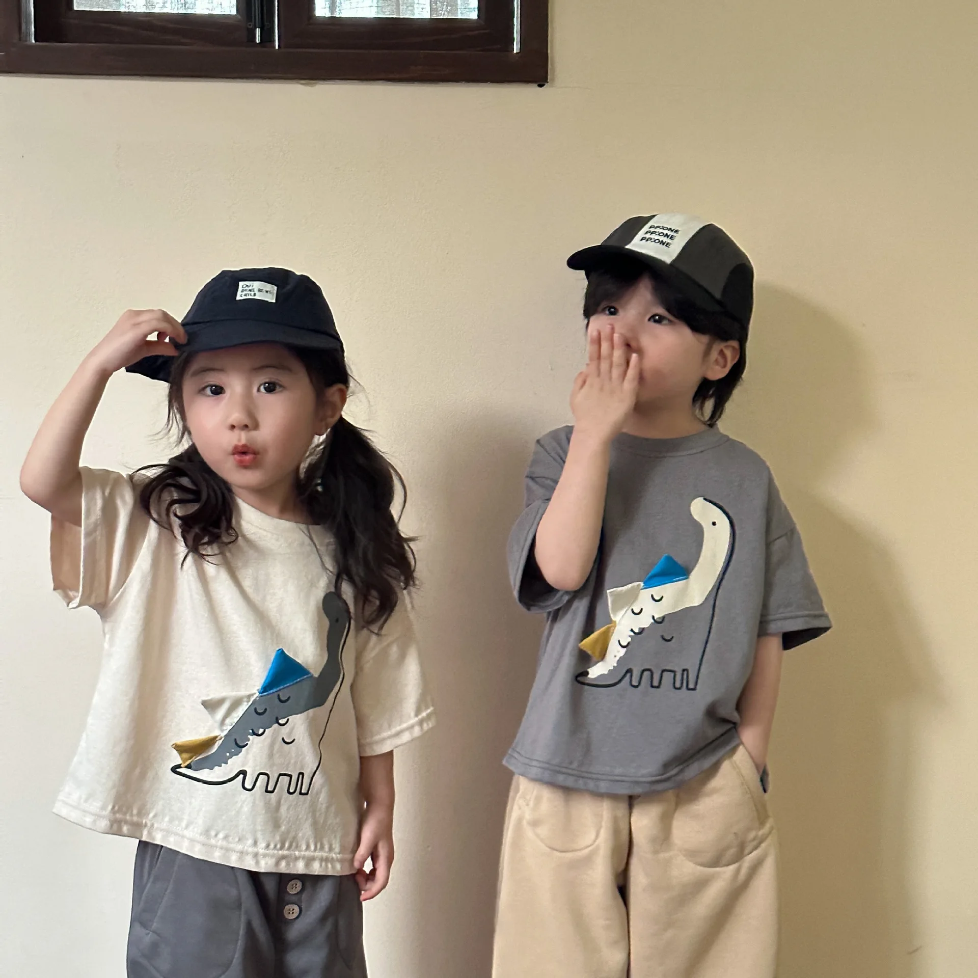 MILANCEL-ropa para niños de 2 a 7 años, camisetas de dinosaurio para niños, camiseta de verano para niñas, camisa de media manga de algodón para niños - imagen 3