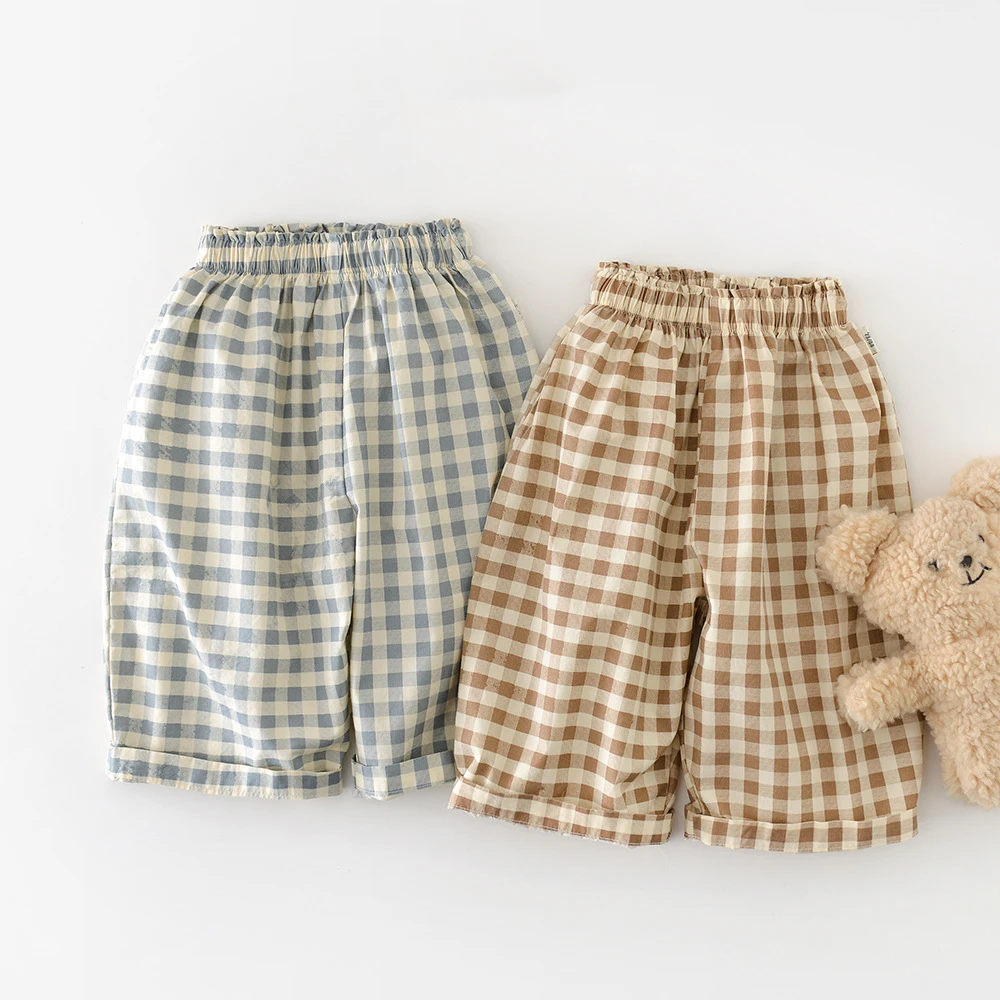2026 primavera nuevos pantalones para niños pantalones de estilo coreano para niños pantalones con estampado a cuadros para niñas pantalones casuales de longitud completa - imagen 3