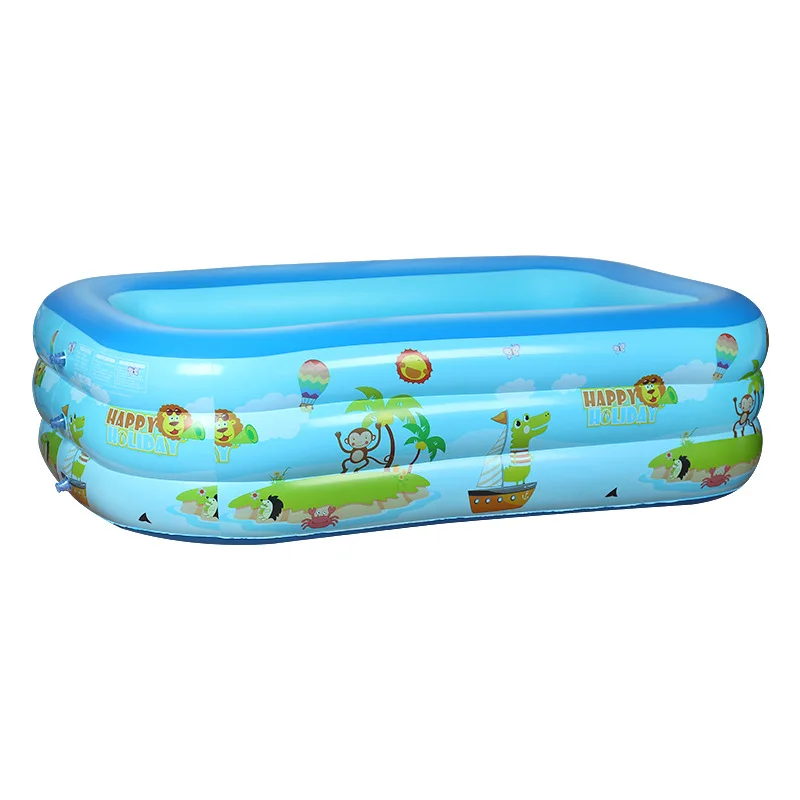Piscina inflable de PVC con estampado de animales de dibujos animados, piscinas impresas, Mini baño de bebé divertido con agua de verano de 51,2 pulgadas - imagen 3