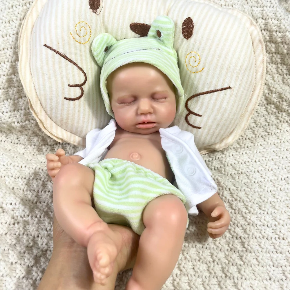 2 opciones Mini 33CM muñeca Reborn de silicona totalmente lisa LouLou niña o niño lavable silicona suave cuerpo cumpleaños regalo de Navidad - imagen 5