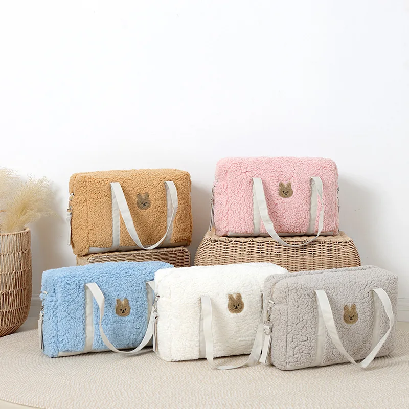 Bolso de mamá a la moda estilo Ins, bolso grande informal coreano con dibujos de animales y correas para cochecito, bolsa de pañales para almacenamiento de cosas de bebé a la moda - imagen 2