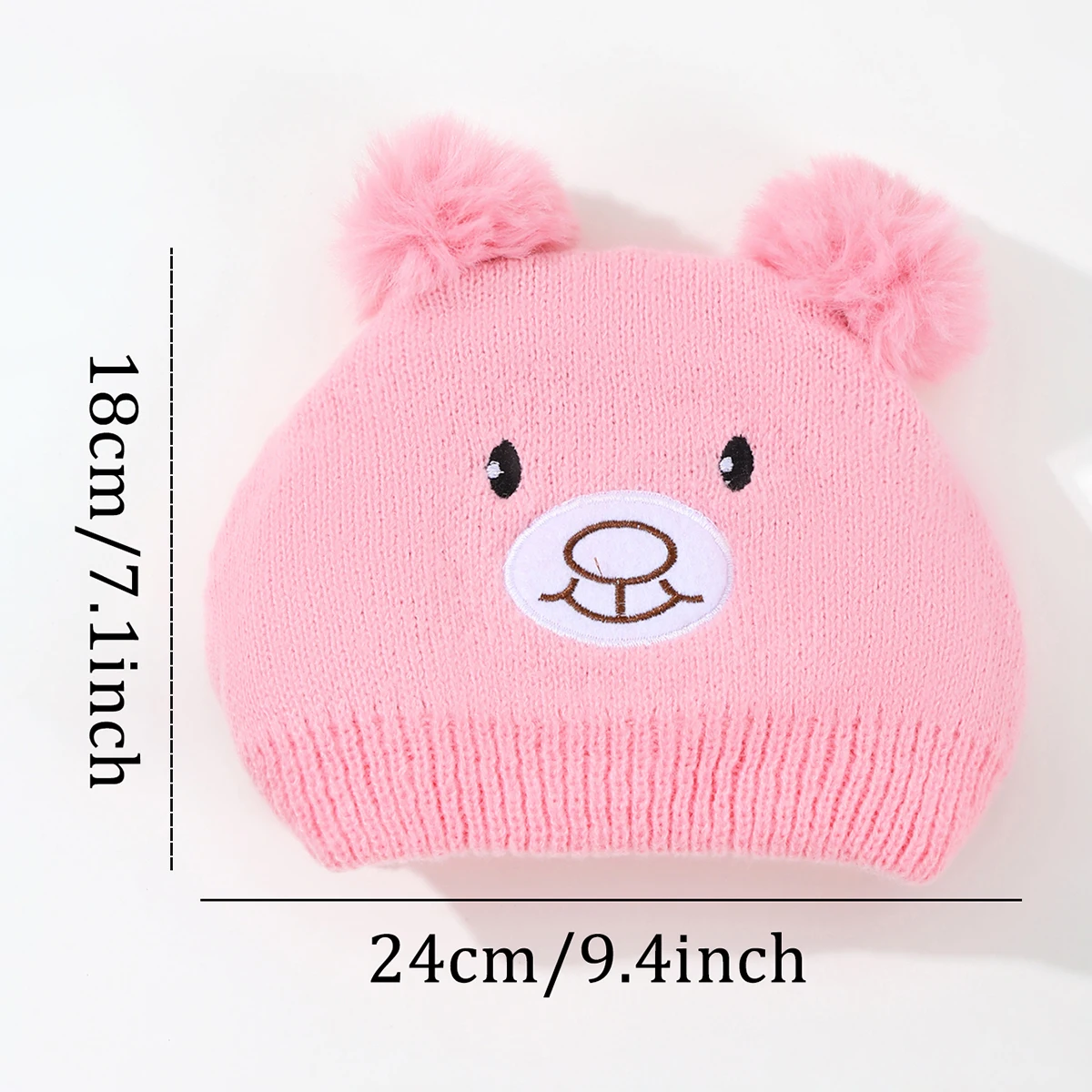Gorro de oso de punto con pompón para bebé - imagen 3