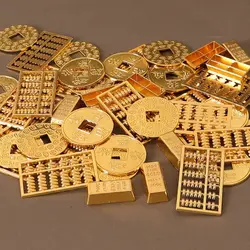 Ábaco miniatura Ruyi-moneda de cobre para casa de muñecas