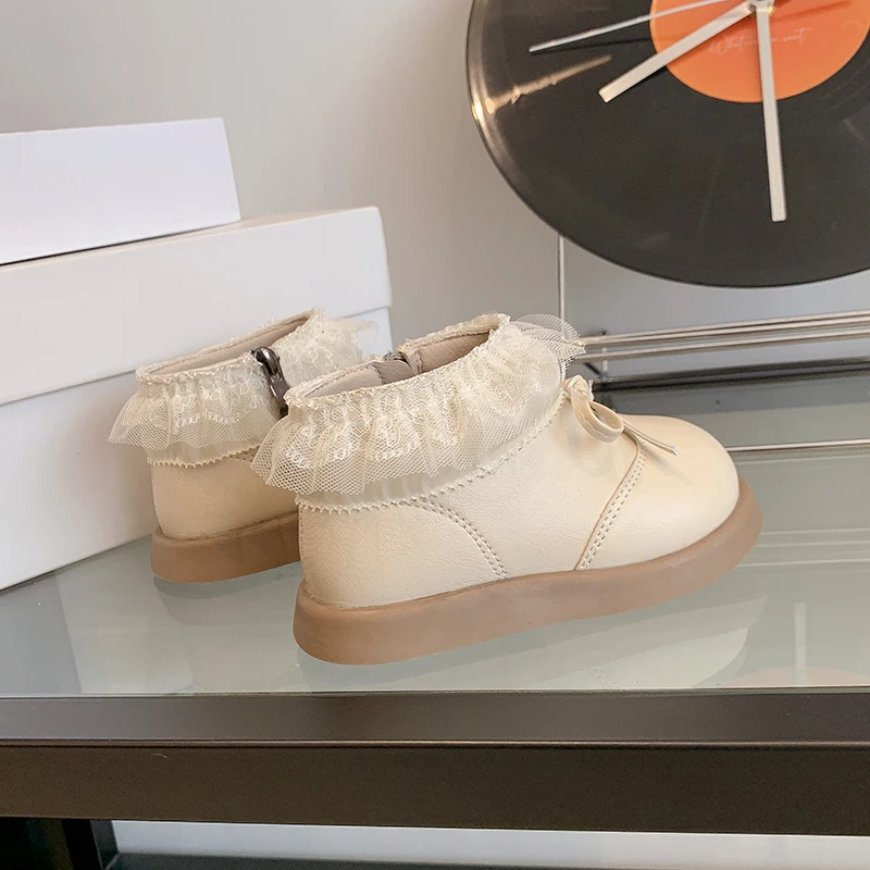 Zapatos de Otoño Invierno para niños, botas de nieve para niñas, a prueba de viento, impermeables, antideslizantes, suela suave, botas cálidas de felpa para niños, zapatos de princesa para bebés - imagen 4