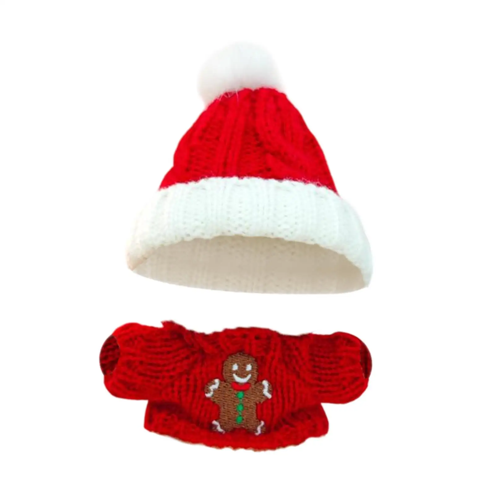 Doll Clothes for 15cm-17cm,Doll Clothing,Gingerbread Man Sweater with Santa Hat Doll Christmas Costume Cute