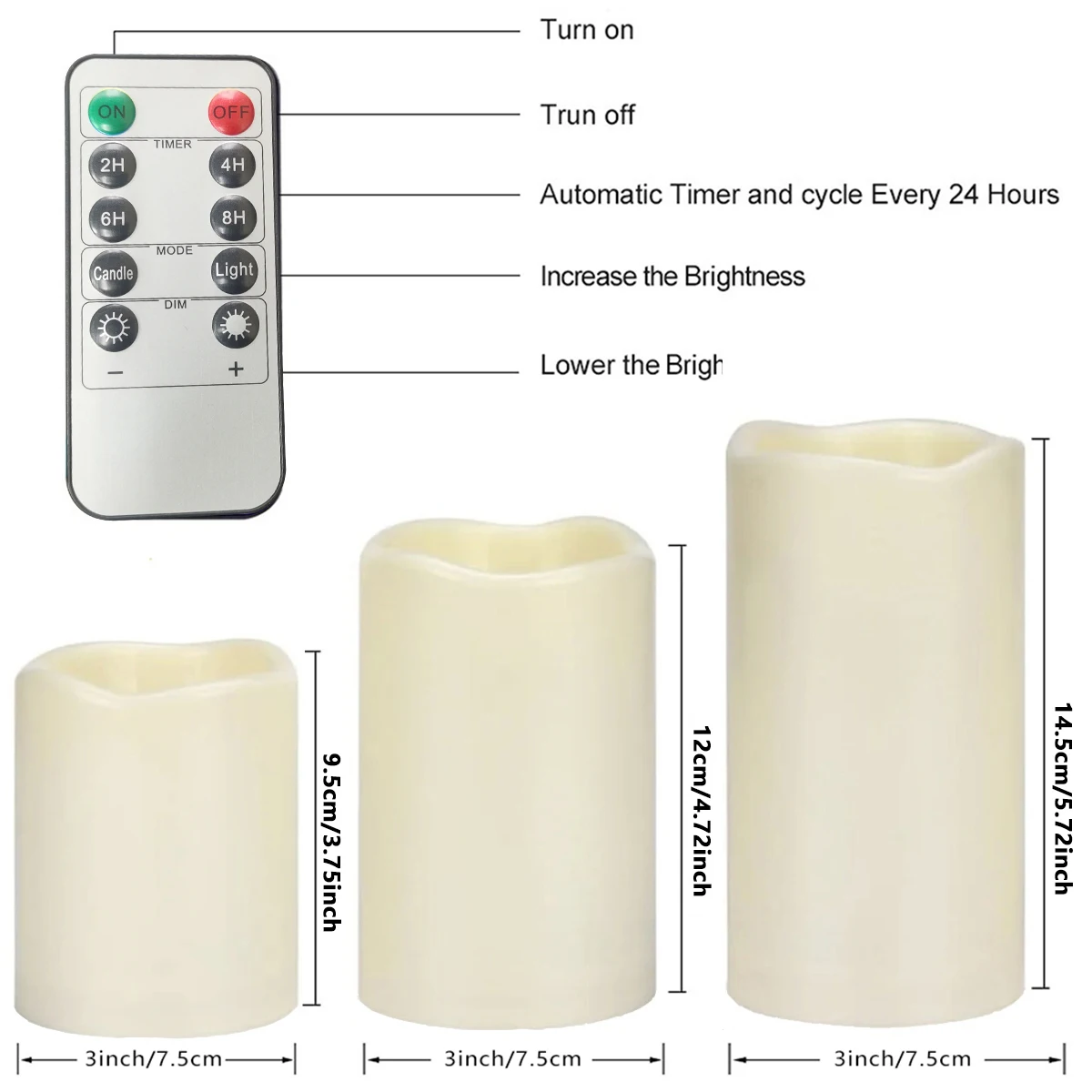 Velas LED sin llama parpadeantes con mando a distancia para decoración - imagen 3