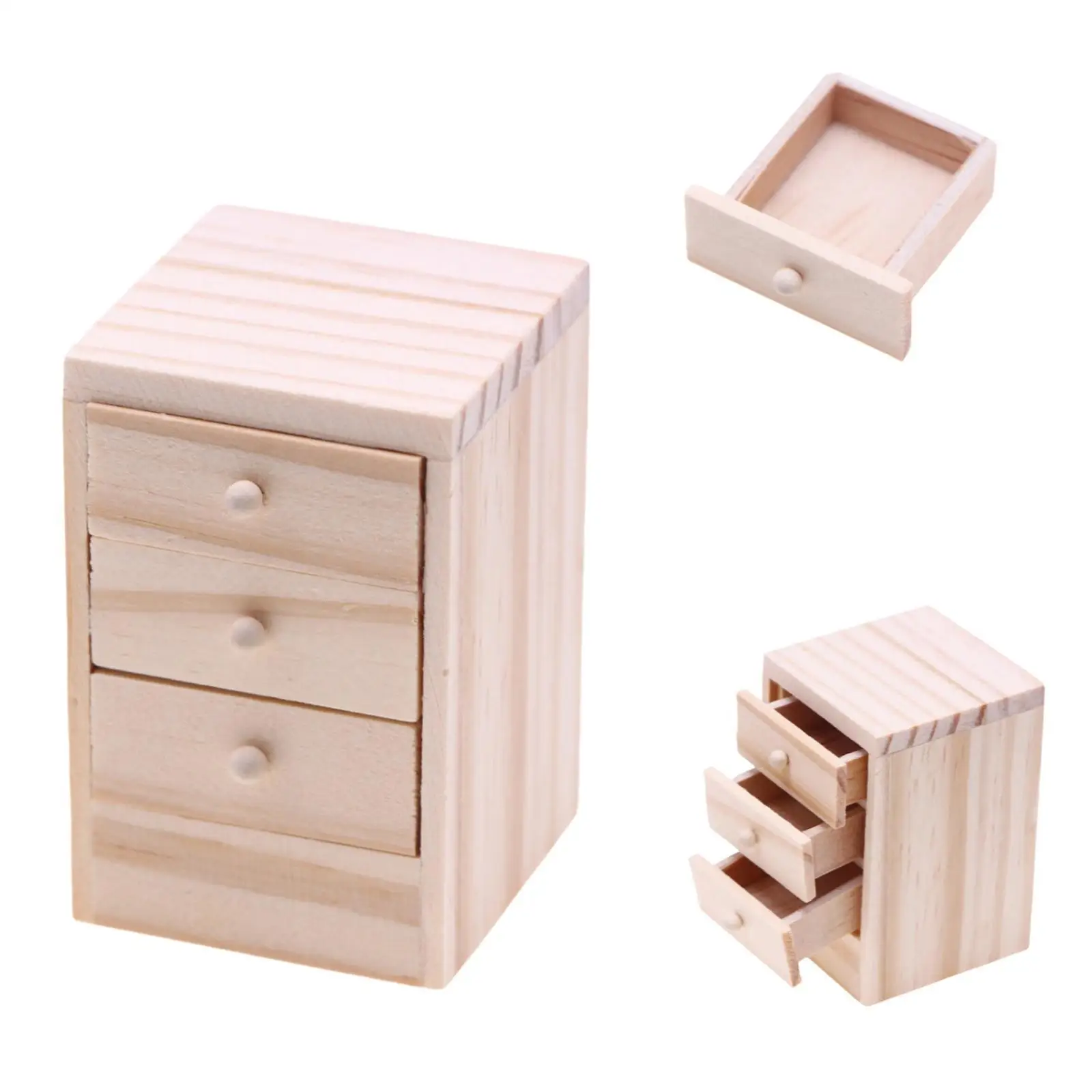 1/12 Scale Dollhouse Night Stand Wooden Dollhouse Movement Cabinet Sleeping Cabinet for Mini House Living Room Scene Accessories