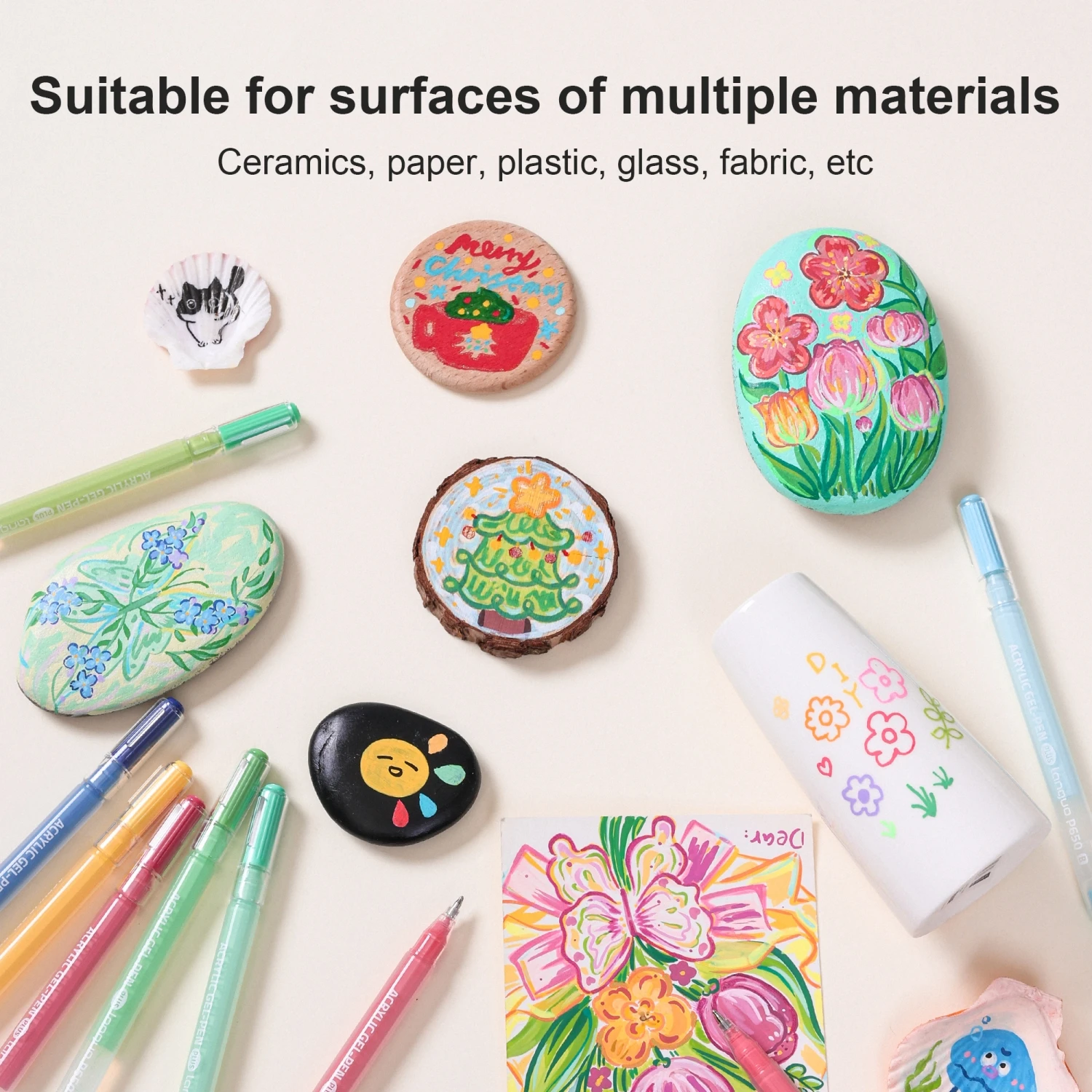 Bolígrafo de Gel para pintura acrílica, punta de 1mm, bolígrafos de tinta de gran capacidad, suministros de arte para diario, tarjetas, colorear, garabatos, suministros de colores apilables - imagen 3