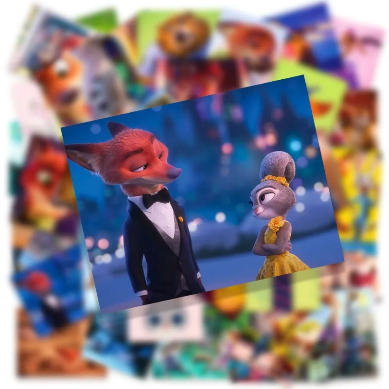 50 Uds Zootopia 2 Judy Nick pegatinas Disney Anime dibujos animados lindo adhesivo impermeable pegatina decorativa niños moda DIY calcomanía regalo - imagen 5