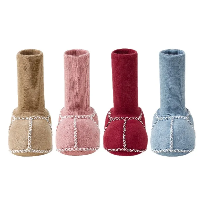 Zapatos gruesos de cuero de ante para bebé, botines cálidos de felpa para invierno, botines de piel para niñas, botines Unisex de piel de oveja para niños, primeros caminantes - imagen 5