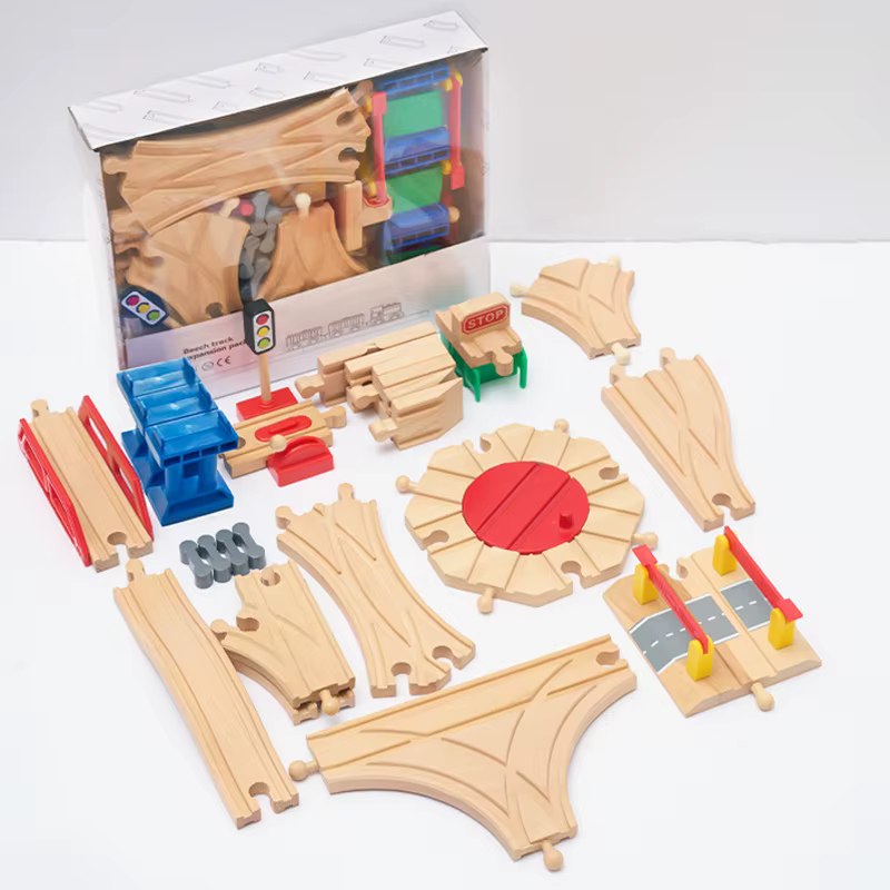Juego de vías ferroviarias de madera – Pistas extensibles para niños - imagen 5