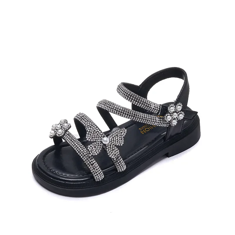 Sandalias brillantes de princesa con diamantes de imitación y perlas - imagen 4