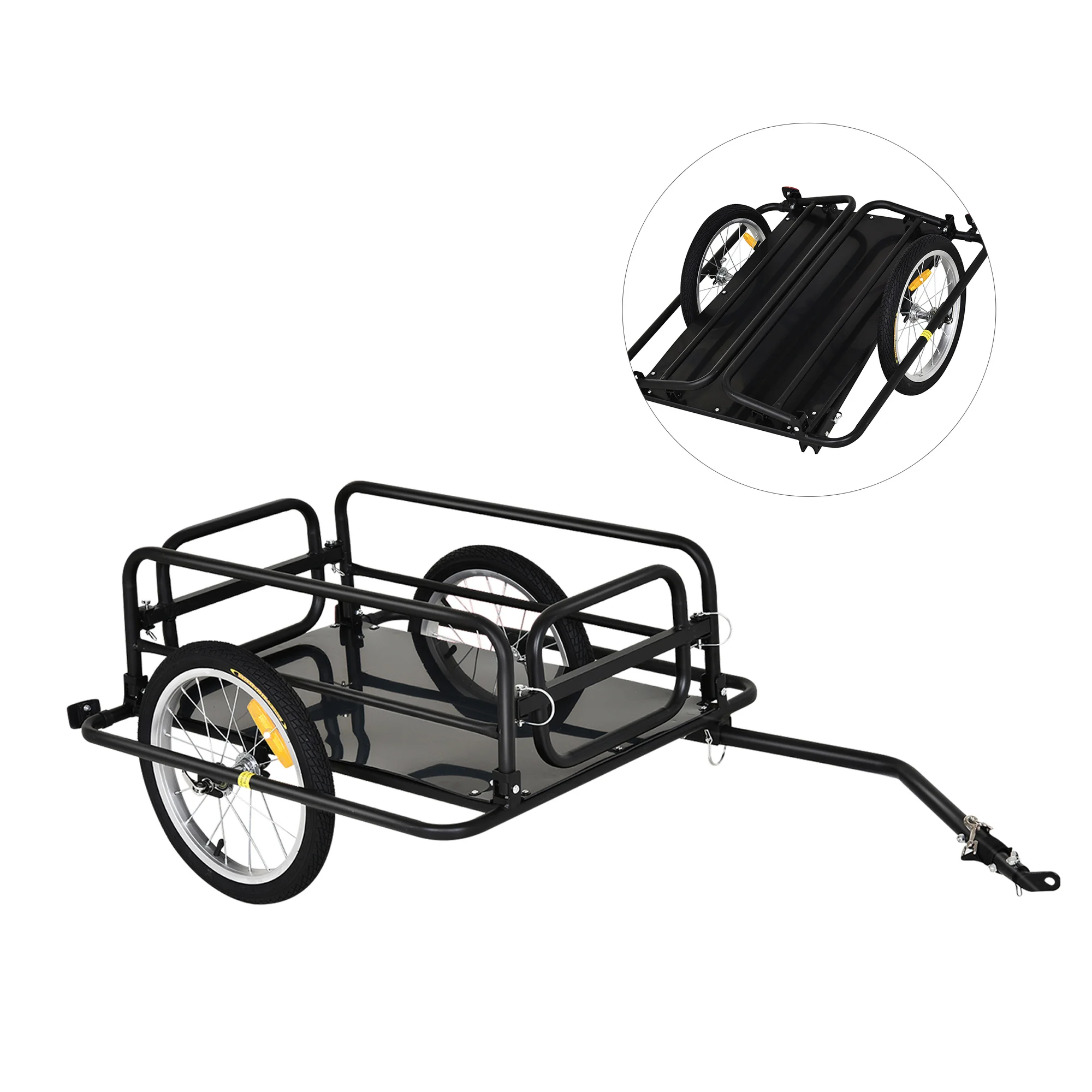 Pawhut Bicycle Trailer for Load 50kg Luggage Load Lightweight Steel Frame with Reflectors