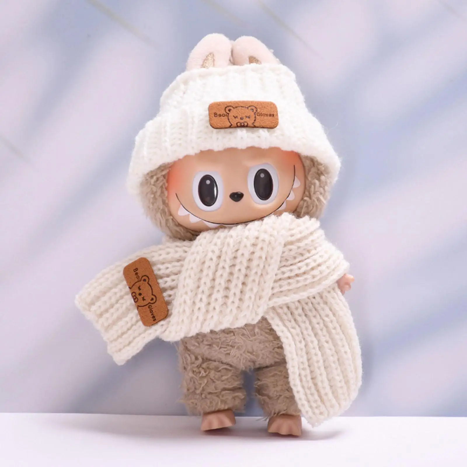 2x Doll Clothes Doll Outifits Hat and Scarf Set Photo Props DIY Doll Toy Stuffed Animals Clothes Cute for 15/17 cm Plush Doll