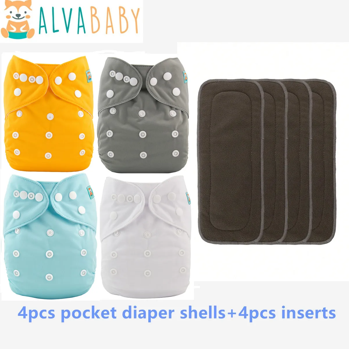ALVABABY Pañal de tela reutilizable con carbón activo para bebés