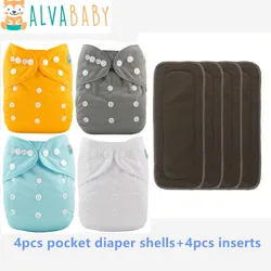 ALVABABY Pañal de tela reutilizable con carbón activo para bebés