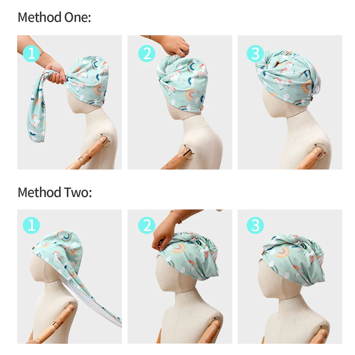 Gorro de pelo seco para padres e hijos, toalla de secado de pelo súper absorbente para mujeres, padres y niños, pelo largo y grueso rizado, 1 ud. - imagen 5