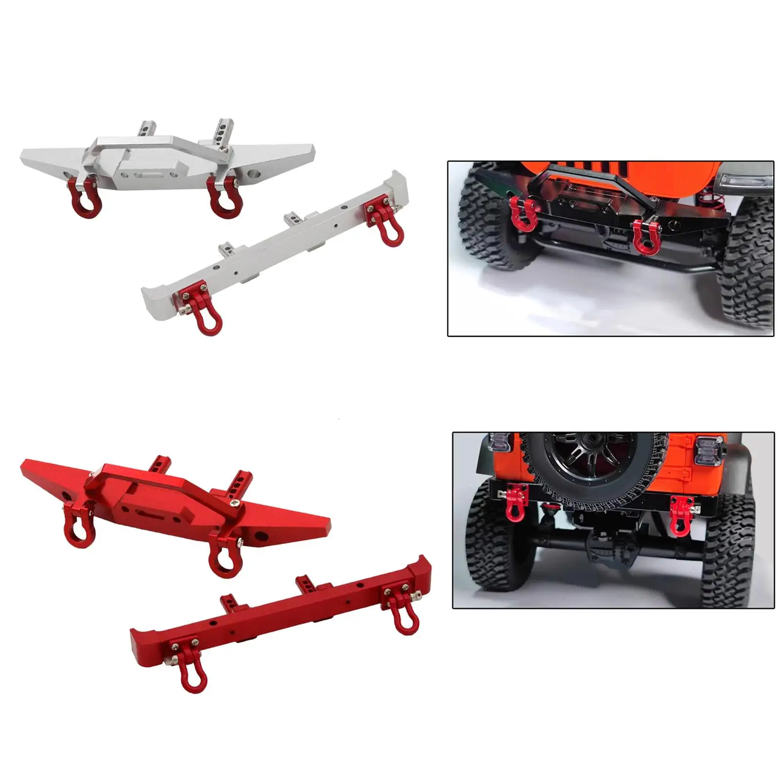 2 Pieces 1/12 RC Bumper (Front and Rear) Metal Easy to Install Upgrade Parts Replacement for MN128 DIY Parts RC Vehicles