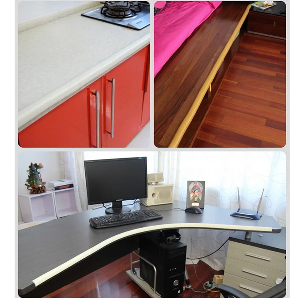 Protector de esquina de seguridad para bebé en forma de L de 2m, tira anticolisión Nbr gruesa amarilla, Protector de borde de gabinete de mesa y escritorio - imagen 3