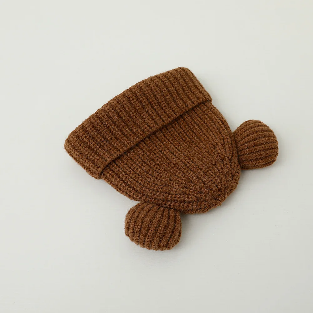 Gorros de invierno tejidos cálidos para bebés recién nacidos gorros con orejas de oso para niños y niñas lindos gorros térmicos de ganchillo para niños gorros negros - imagen 5