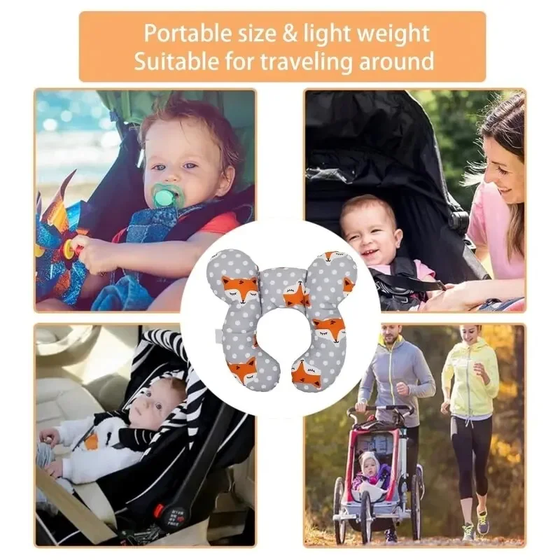 Almohada de apoyo para bebé mejorada, almohada de viaje para bebé para cabeza y cuello, almohadas para el cuello del bebé para asiento de coche, almohada, viajes - imagen 5