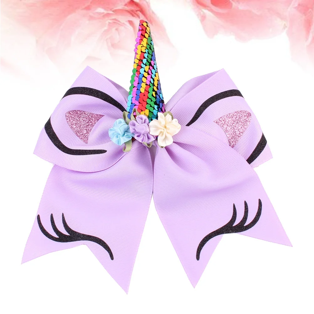 Pinzas para el pelo de unicornio para niñas, accesorios de pajarita morados, atractivos y hermosos fiestas para niños, festivales, regalo diario - imagen 4