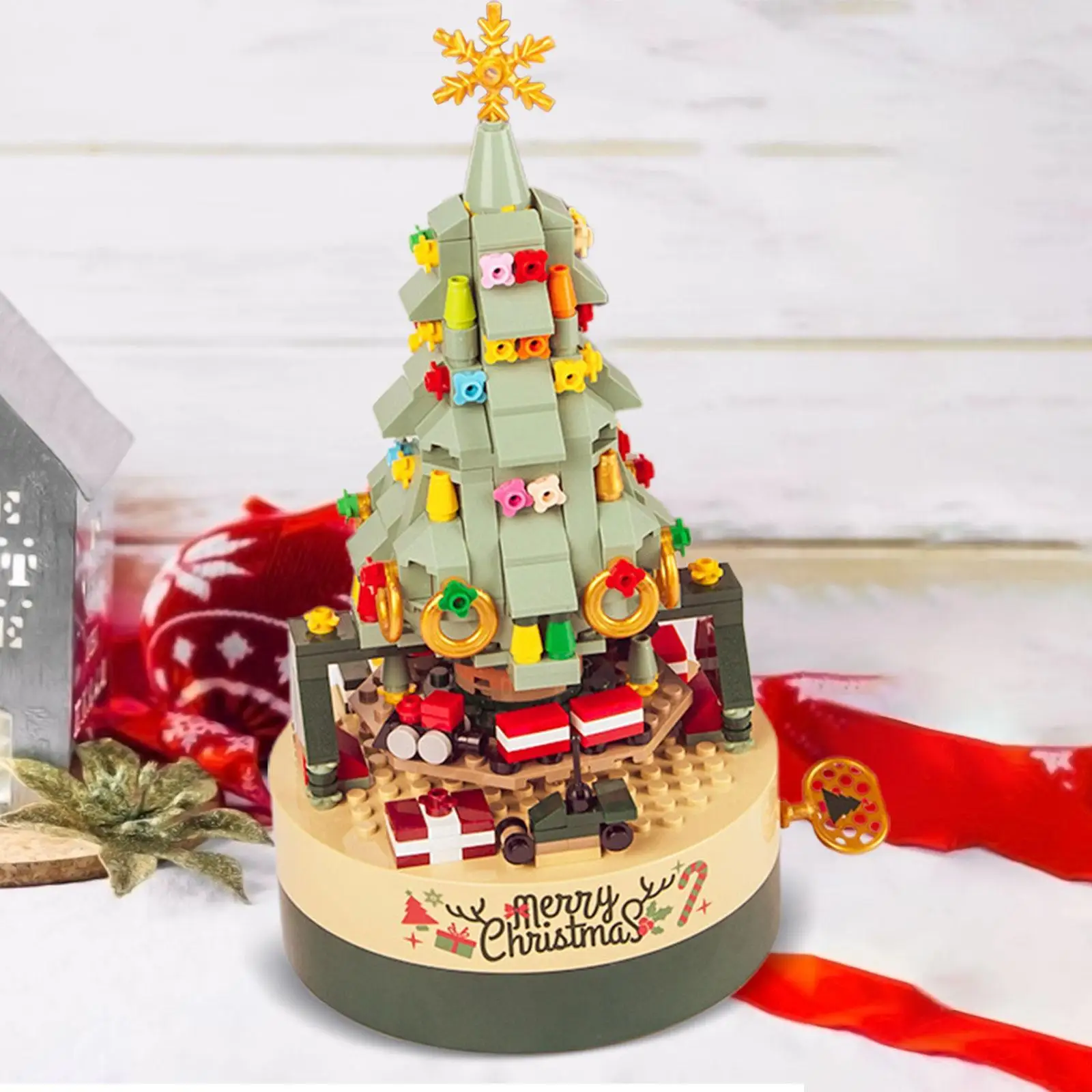 Christmas Building Blocks Holiday Present Decorations New Year Gifts Creative Building Blocks Playset for Kids Girls Boys Teens