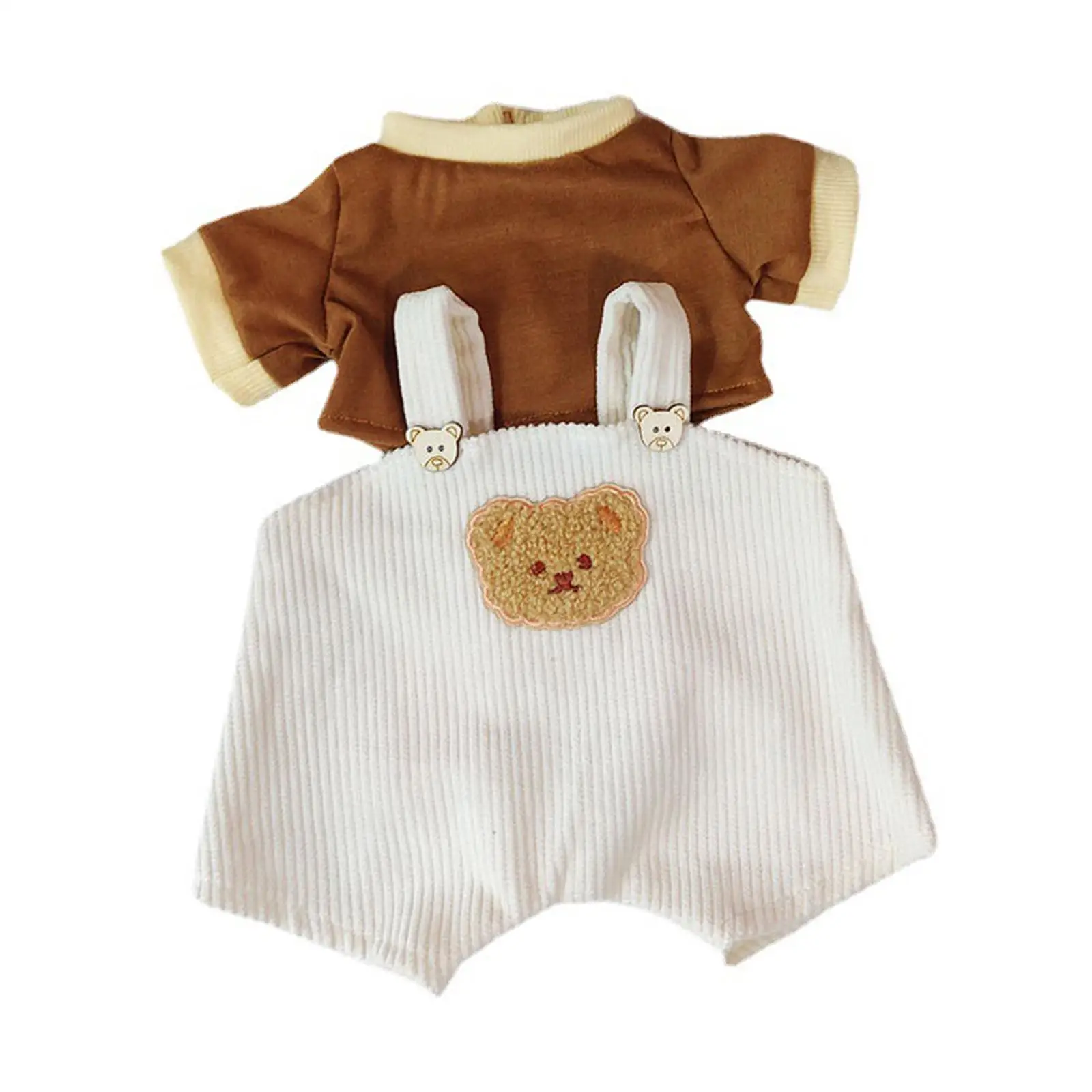 38cm Plush Doll Clothes Soft Stuffed Animals Clothes Fashion Costumes Photo Props Cute Doll Outifits Doll Shirt and Overalls