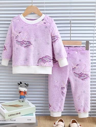 Conjunto de felpa estampado unicornio con luz nocturna para niña