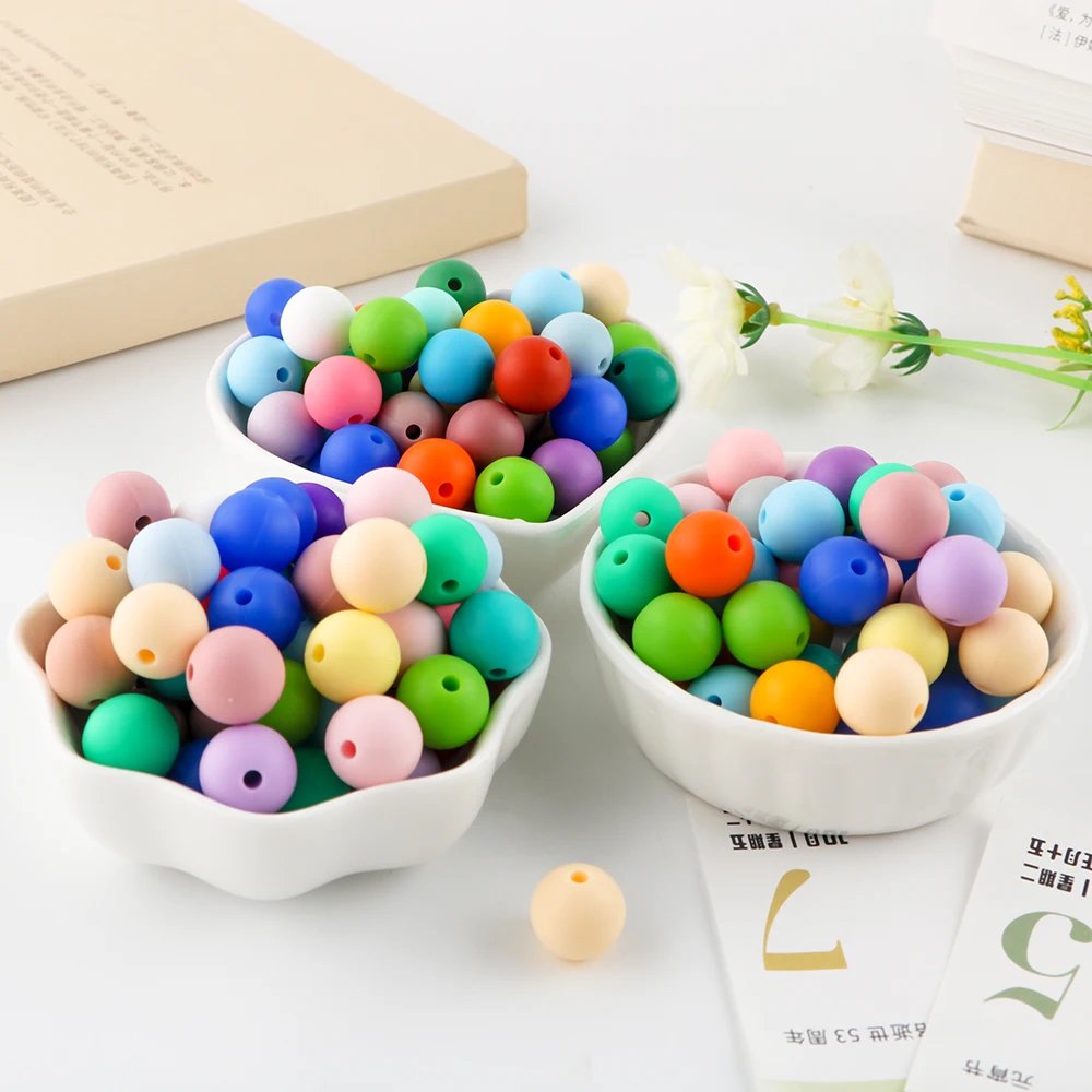 Kovict 50 Uds 9/12/15MM cuentas de silicona cuentas redondas sueltas para fabricación de joyería DIY pulsera collar llavero accesorios hechos a mano - imagen 3