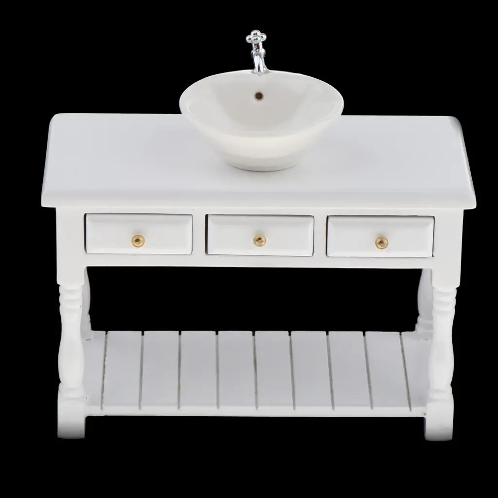 Juego de lavabo redondo en miniatura para casa de muñecas - imagen 5