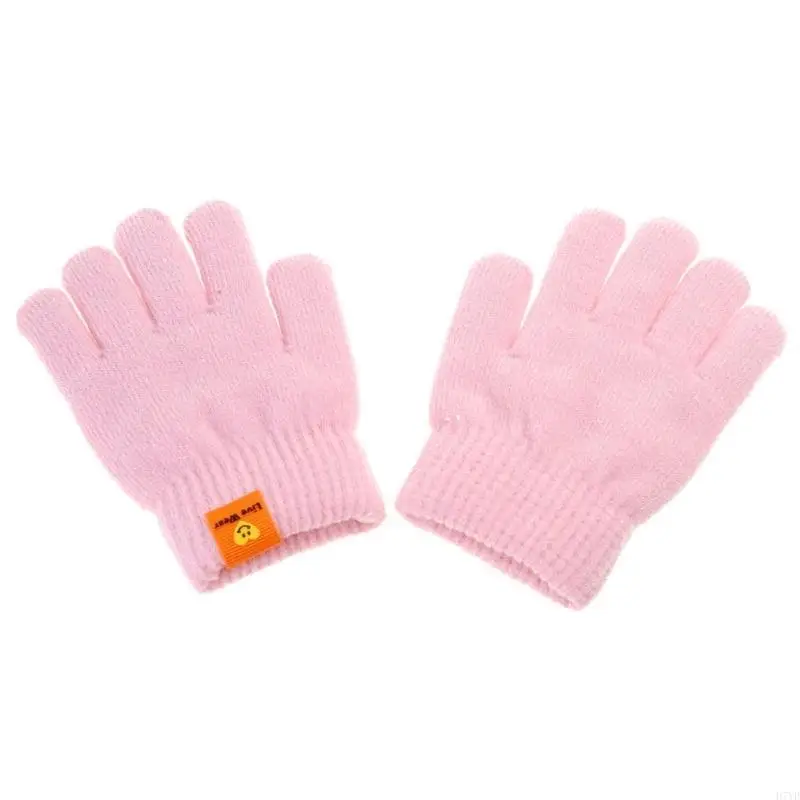 D7YD Guantes doble capa para niños, ropa mano acogedora para otoño/invierno, cálida para niños pequeños - imagen 4