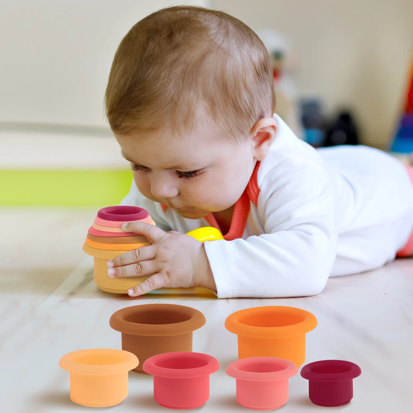 Mordedor de silicona apilable Montessori para bebés - imagen 2