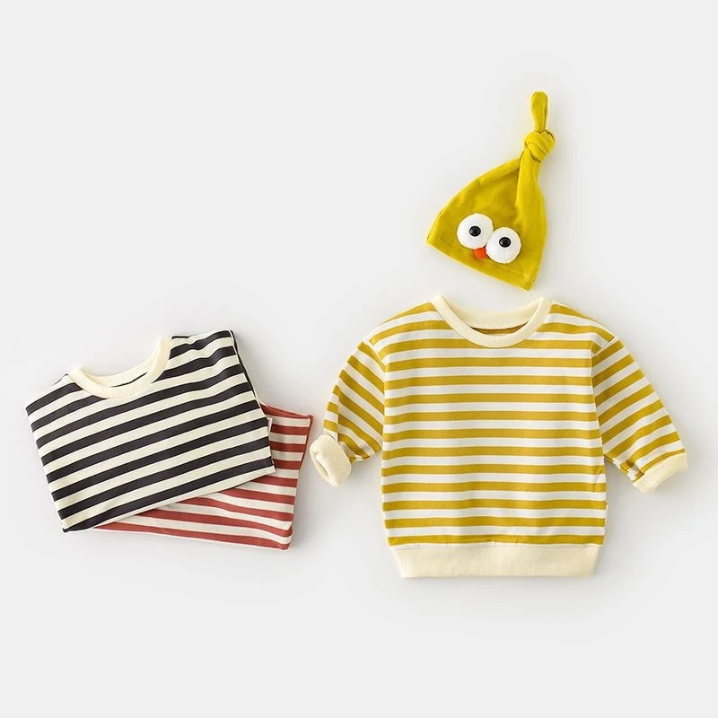 Conjunto de mameluco unisex para bebé, primavera y otoño, con sombrero, bonito top a rayas y monos con ojos de dibujos animados, traje elegante para Halloween al aire libre - imagen 4