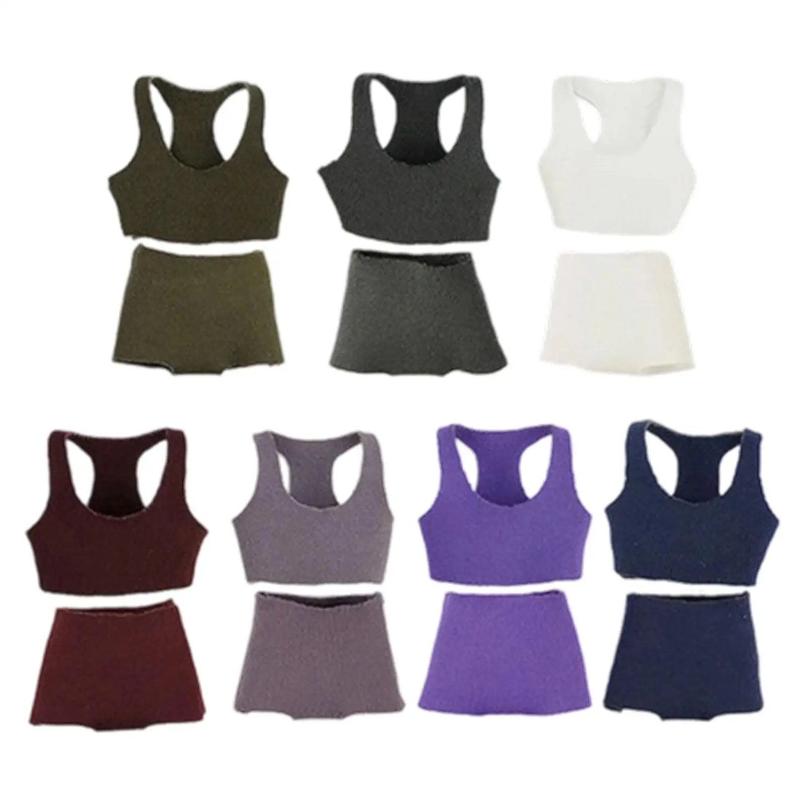 1/12 Sports Vest Shorts Set for Female Figure Fashion Soft Miniature Sports Bra and Shorts Doll Clothes Mini Clothing