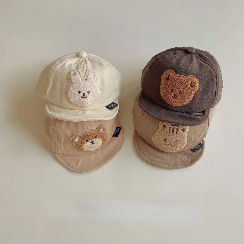 Gorra de béisbol con bonito dibujo de oso y conejo para niños, gorra de pico dulce para niños, niños y niñas, gorra parasol de viaje para primavera y verano