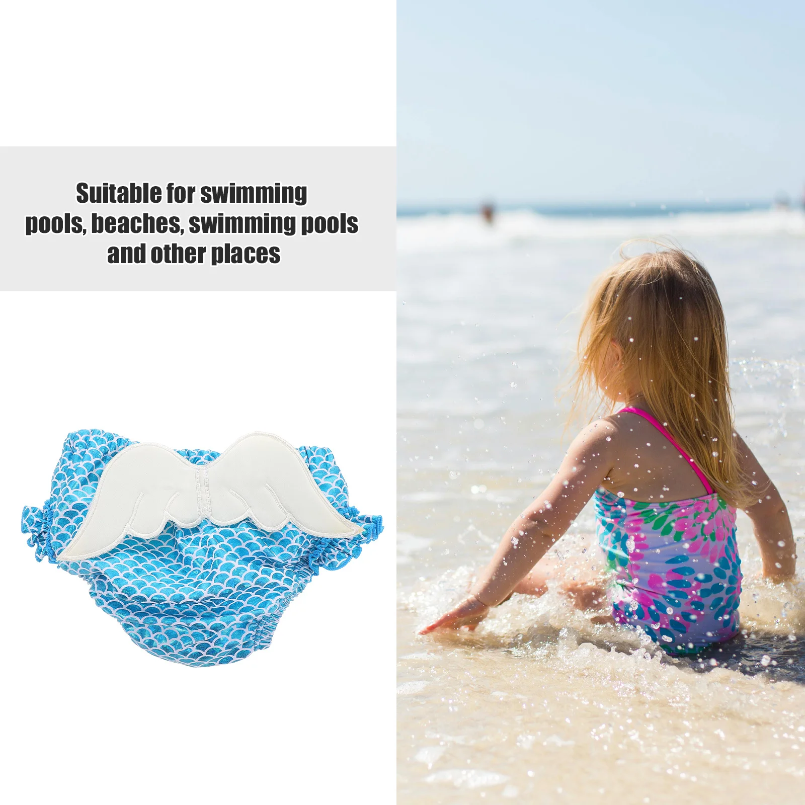 Pantalón de baño impermeable reutilizable, a prueba de fugas, tamaño ajustable, pañal de natación para bebés y niños pequeños, para piscinas, pliegues, pañales para bebés - imagen 3