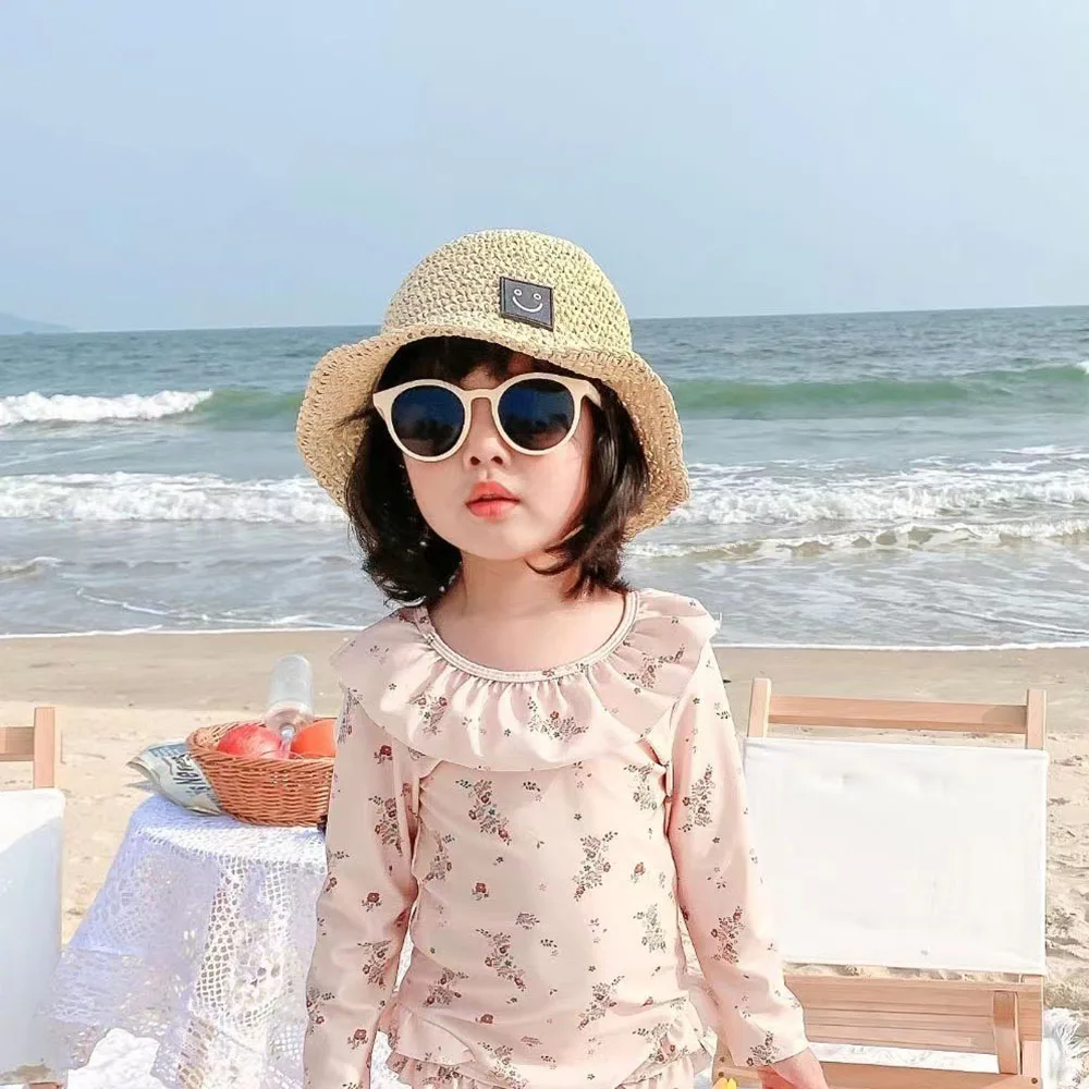 Milangel-traje de baño para niña, bañador Floral de una pieza con cuello de volantes - imagen 3